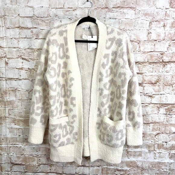 New Barefoot Dreams Leopard Cozy Chic Cardigan Size Small